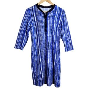 J. McLaughlin Biscayne Dress Nautical Blue Navy Crackle Size Medium